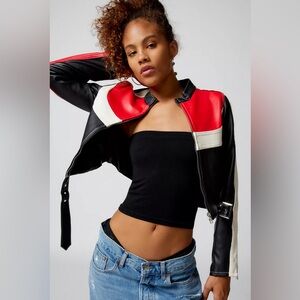 Urban Outfitters XS Moto Jacket red/black/white